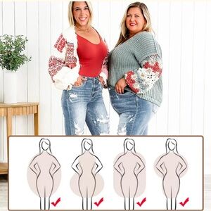 Multicolored 3/4 Sleeve Boyfriend Jeans